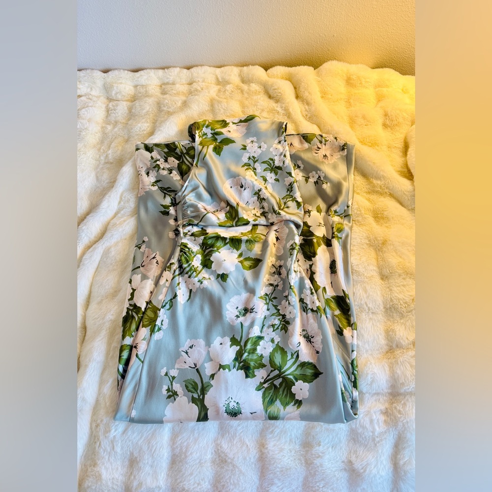 Reformation Anaiis Silk Dress In Tarragon, brand new, never worn. - Picture 13 of 16